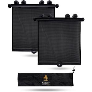 EcoNour Window Shades for Car Baby (2 Pack) | Retractable car Window Shade for Baby for Sun Protection for Kids, Passengers & Pets in The Back Seat | Car Window Covers for Trucks | (20x22)