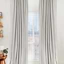 100% Blackout Shield White Linen Blackout Curtains for Bedroom 90 Inches Long, Back Tab/Rod Pocket Living Room Drapes, Thermal Insulated Blackout Curtains 2 Panels Set, 50" W x 90" L,Blanc de Blanc