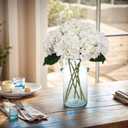 Kimura's Cabin 6pcs White Hydrangea Artificial Flowers Silk Fake Hydrangeas Faux Hydrangea Flowers with Stems for Wedding Bouquets Arrangement Home Table Centerpieces Baby Shower Party Decoration