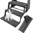 RUNROLE Wrap Around RV Step Covers Without Tool 3 Pack 23 Inch Wide Camper Step Carpets Non Slip RV Stair Rugs- Fit 7-9" Deep, Embossed Paws Pattern