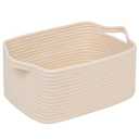 CubesLand Cube Storage Organizer Basket Bin, Rectangular Cotton Rope Basket, 14x10x7.08IN Beige