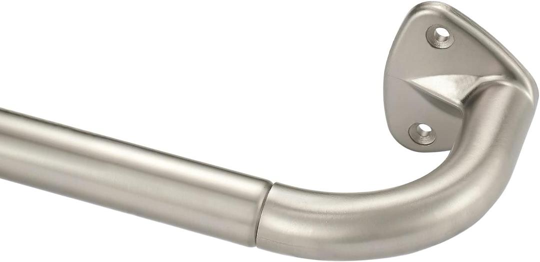 YunNephele Room Darkening Curtain Rod 84-144 inch Nickel Brushed, Wrap Around Design Single Drapery Rod Set,Adjustable Metal Blackout Window Curtains Rods