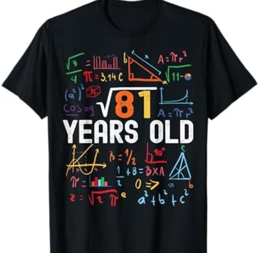 Square Root of 81 9th Birthday 9 Years Old Birthday T-Shirt, Size Medium