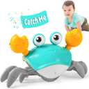 Hirger Crawling Crab Baby Toy, Tummy Time Toy for Infant 3 6 9 12 18 24 Month, Walking Dancing Interactive Sensory Crab with Light Music, Birthday Gift for Toddler Boy Girl 1 2 3 (Green)