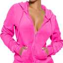 yidengymx Womens 2 Piece Velour Tracksuit Two Piece Soft Velvet Hooded Outfits for Women (Pink, M)