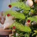 2 x Hananona 30pcs 15" Christmas Picks and Sprays Christmas Tree Filler Green Curly Greenery Stems with Red Ball Xmas Artificial Stems for CraftsTree Decor, Vase Fillers, Home Decorations (30, Green)