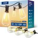 VIPAR Outdoor String Lights 25FT LED Patio Lights IPX5 Waterproof with 10+1 ST38 Shatterproof Edison Bulbs, 2700K Connectable Outside Hanging Light for Porch, Garden, Backyard, Deck, Balcony, Decor