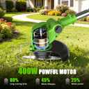 21V Electric Weed Wacker Cordless, 3 in 1 Weed Eater Battery Powered with Charger, Adjustable Height & Angle, Lightweight String Trimmer/Brush Cutter/Weed Trimmer for Lawn Garden Yard (Green)