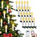 Christmas Tree Clip on Flameless LED Candle String Lights, White Candle with Clips & Remote Control & 8 Modes & Timer, Battery Operated, for Wedding & Holiday Decoration(20 Lights)