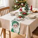 4 x Artscope Merry Christmas Santa Claus Table Runner, Xmas Winter Snowflakes Holiday Kitchen Dining Table Decoration for Christmas Home Party Decor 13x72 Inch-Green