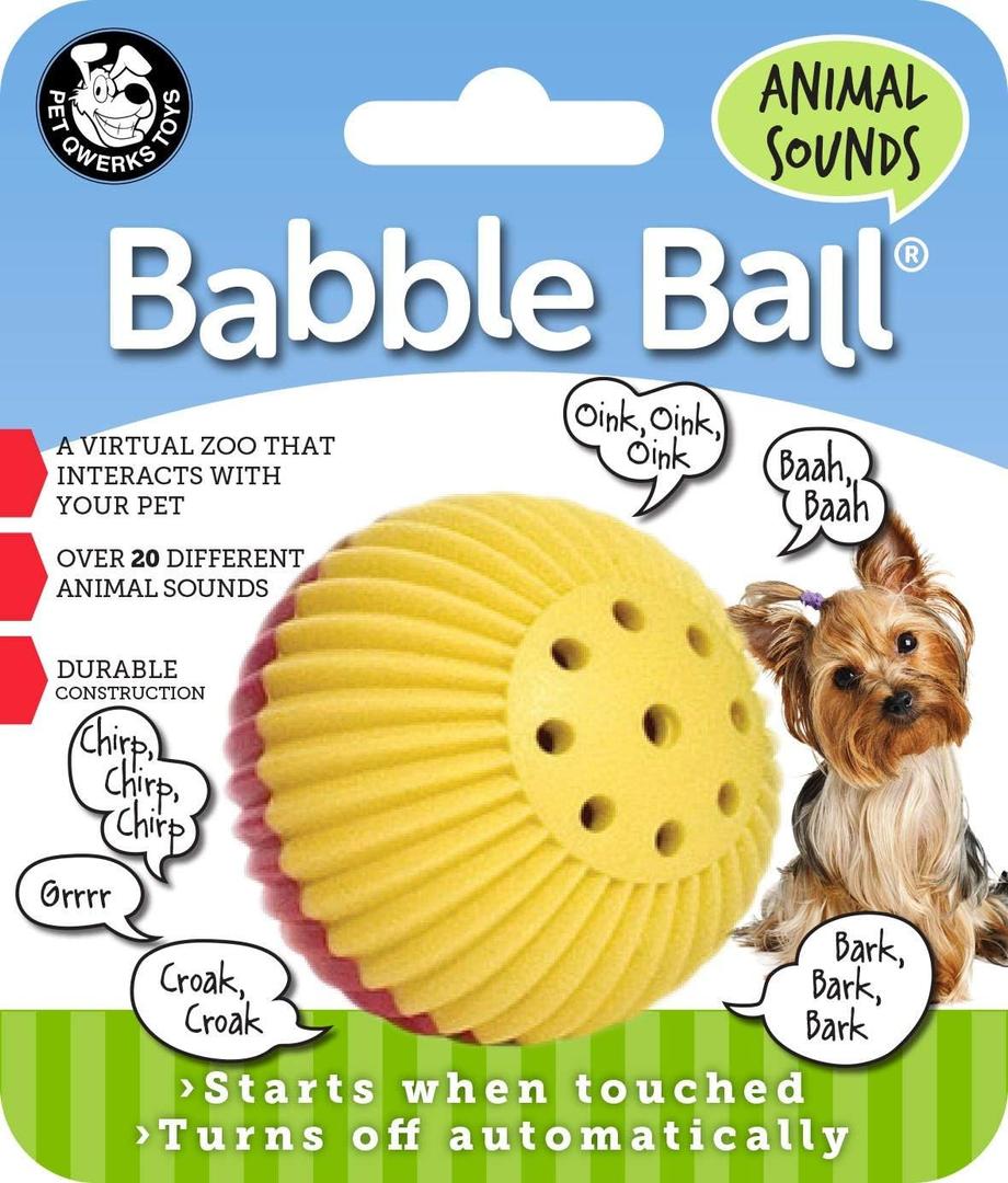 Pet Qwerks Animal Sounds Babble Ball - Chew Dog Toy - Small