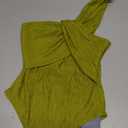 OYOANGLE Women's Textured One Shoulder Going Out Bodysuit Tops Twist Front Ruched Sleeveless Tank Top Body Suits, XS