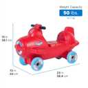 Step2 Sky Rider Kids Push Car, Foot Powered Ride On Toy, Practice Balance with 4 Wheels, Track Not Included, Made of Durable Plastic, Max Weight 50 lbs., for Toddlers 2-5 Years Old, Red, Large