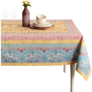 Maison d' Hermine Table Cloth Rectangle Table 100% Cotton 70 x 120 Inches Tablecloth Reusable Decorative for Dining Kitchen Room Farmhouse Home Gifts for Mothers Day Spring Summer - Marquise