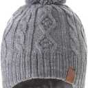 LMLALML Boys Winter Hat Earflap Knitted Beanie for Kids Warm Fleece Lined Thicken Hat for Baby (Gray)