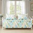 Twin Daybed Cover Set Floral Daybed Bedding 3 Piece Reversible Cozy Day Bed Cover Double Sided Quilting Bedding Green Flower DayBed Comforter Set All Season for Twin Bed with 2 Standard Shams,39"x75"