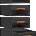 DIMJ Closet Organizers and Storage - Foldable Storage Bins with Drawers Fabric Stackable Storage Drawers with Clear Window,Fabric Clothes Organizers and Storage Drawers for Closet, 4-Pack, Black