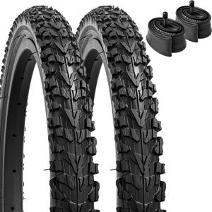 YUNSCM 2-PCS 16" Bike Tires 16x1.75/47-305 and 16" Heavy Duty Bike Tubes Schrader Valve Compatible with Off Road/Mountain Bike 16 x 1.75 Kid Bicycle Tires and Tubes (Y-521)