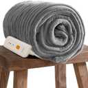 GOTCOZY Electric Blanket Heated Throw 50''X60''- Ribbed Faux Fur Heated Blanket with 4 Heating Level & 3 Hour Auto Off Heating Blanket, ETL&FCC Certified Machine Washable (Gray)