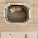 Feandrea Cat Litter Box with Lid, XL Enclosed Litter Box with Slide-Out Tray, Scoop, Brush, Anti-Tracking, for Cats of Different Sizes, Oatmeal and Warm Gray UPPT002G01