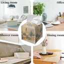 Grace Yonks Christmas Tissue Box Cover Square, Church and Village Lights Design Cube Case for Facial Tissues, 5.2" PU Leather. (090)