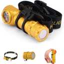 High Lumens LED Rechargeable Headlamp for Adults - Hard Hat Light Running Head Lamp with Red Light, Magnet, 180 Tilt, 7 Modes, Detachable Flashlight & Headband, Outdoor, Emergency 1PC, Gold
