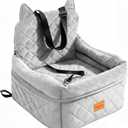 Dog Car Seat for Small/Medium Dogs Up to 35lbs,Elevated Cushion Fits in Front/Back Seat,Travel Safety Per Car Bed with Washable Removable Cover, Storage 2 Pockets Grey
