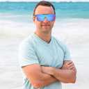 FEISEDY Polarized Sunglasses for Men, Oversized Square Flat Mirrored Z87 Lens, Fishing Driving Golf Outdoors Coastal B2990