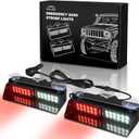 Emergency Dash Strobe Lights,Red White Safety Flashing Warning Hazard Windshield Visor Light Bars,Traffic Advisor Light Bar for Volunteer Firefighter Vehicles, Trucks Cars(2x9 inch, 48LEDs)