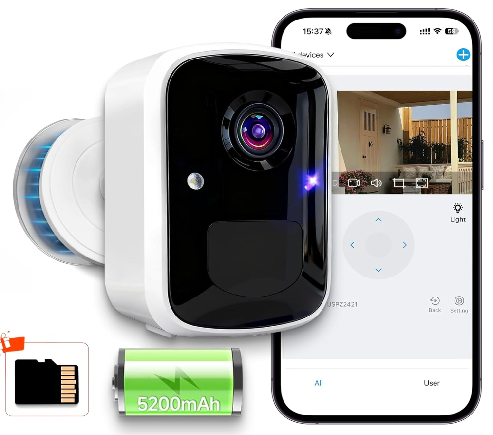 Goalake Wireless Security Camera for Home, 3MP Battery Powered Outdoor/Indoor WiFi Camera with AI Motion Detection, 2Way Talk, Spotlight Siren, IP65, Cloud/Up to 256G SD Storage(PreInserted SD Card)