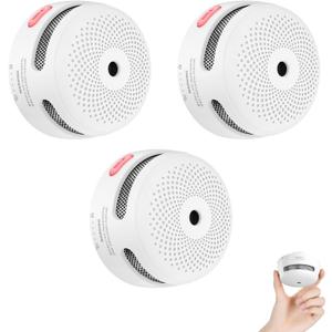 X-Sense Mini Smoke Alarm, 10-Year Battery Fire Alarm Smoke Detector with LED Indicator & Silence Button, XS01, 3-Pack