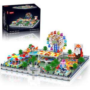Sosuy Amusement Park Building Blocks Set, 5220+ Pcs with Motorized Ferris Wheel, Carnival Rides, and Funfair Architecture Model, STEM Toy for Boys Teen Kids Adults, for Kids 8+