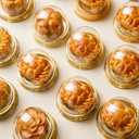 Zezzxu 100 Pack Mini Cake Containers, Clear Plastic Small Cupcake Boxes with Dome Lids for Individual Chocolate Covered Cookies, Strawberry, Mooncake (Gold)
