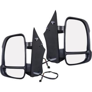 2PCS 5VF00JXWAE 5VF01JXWAE Power Outside Rear Door Mirror Left Driver & Right Passenger Side w/Turn Signal For 2014-2023 Ram ProMaster 1500 2500 3500, Heated Power Folding Black View Mirror