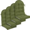 Geelin 4 Pcs Outdoor Patio Chair Cushion Thick High Back Adirondack Chair Cushion Tufted Weather & Fade Resistant Anti-Slip Outside Rocking Chairs Pads with Ties, 44 x 19 x 4 Inch (Moss Green)