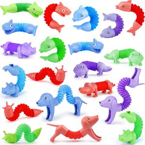 Easter Basket Stuffers for Toddlers Kids, 20 PCS Animal Pop Tubes Travel Toys,Party Favors,Classroom Prizes,Carnival Prizes,Piata Stuffers,Stress Relief Sensory Toys for Kids 3-8