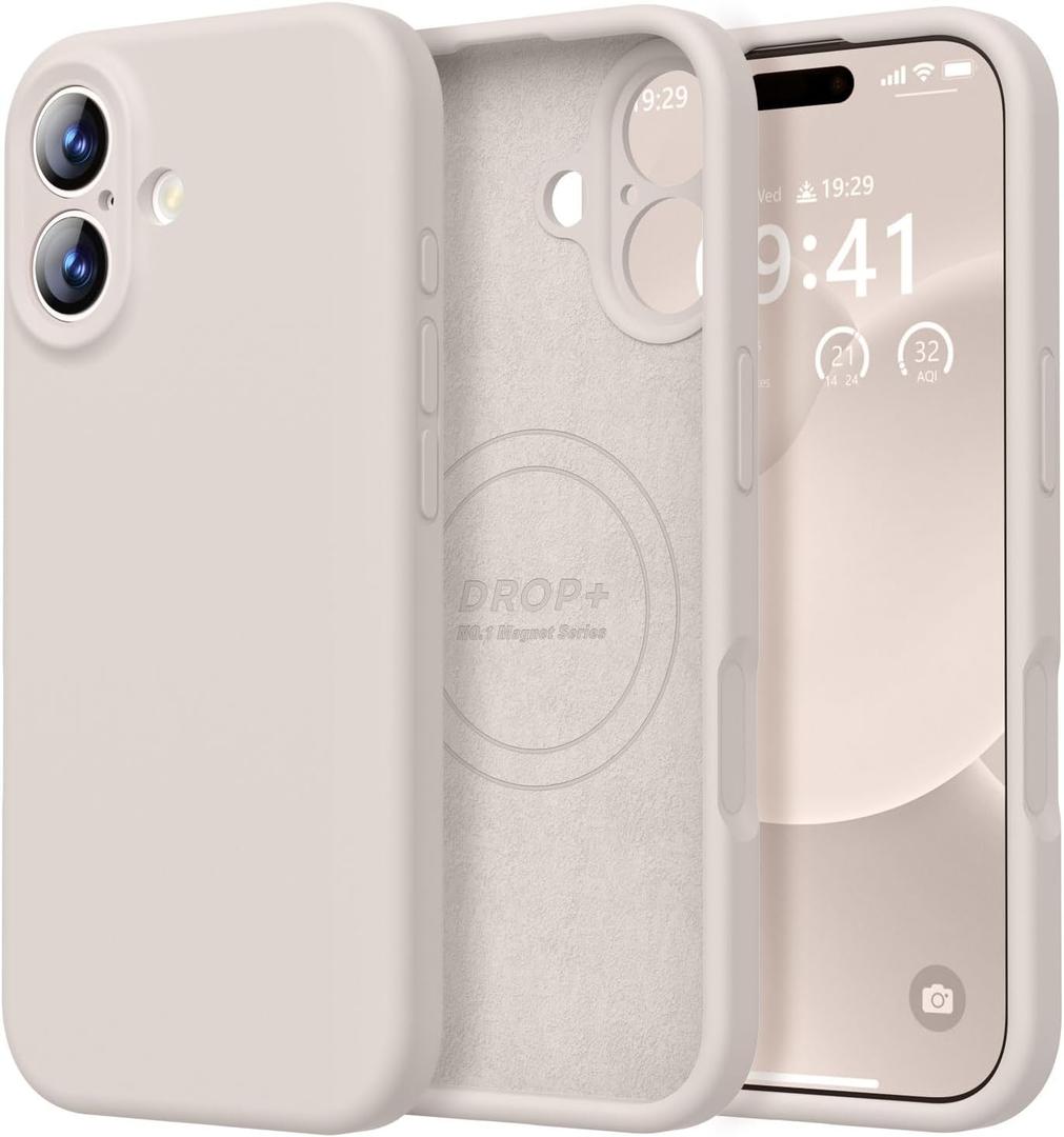 LOVE 3000 Designed for iPhone 17 Case, Premium Silicone [Compatible with Magsafe][Soft Anti-Scratch Microfiber Lining] Shockproof Protective Phone Case for Men Women 6.3", Stone
