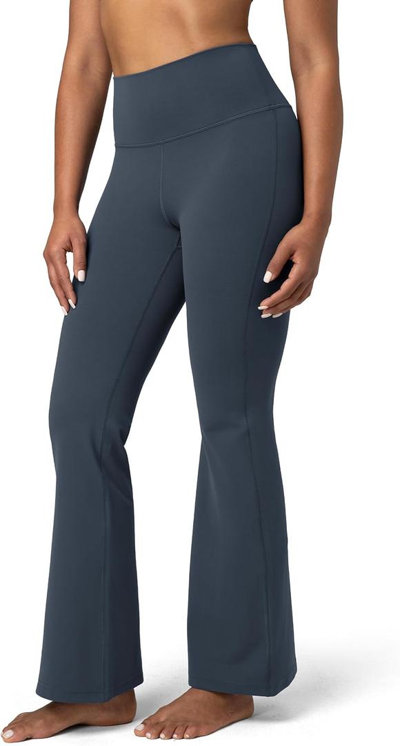Colorfulkoala Women's Dreamlux Workout Flare Leggings High Waisted Wide Leg Bootcut Yoga Pants 29.5" / 31.5" Inseam (Blue, M)
