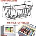 Goovilla Freezer Organizer Bins with Foldable Handle, 4 Pack Stackable Freezer Baskets for 3.5-7 Cu.FT Deep Chest Freezer Organization, Coated Metal Freezer Storage Bins with Better Space Utilization  12x10 3 Pack, Black