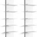 Yuntau 2 Pieces 5 Tier Wall Shelves for Bedroom 31.4 Inches Split Assembly Type Mount Vertical Wall Shelf Column Lack Hanging Floating Shelf for Storage Organizer Design Home Living Room(White)