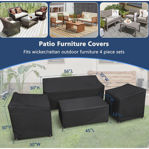 Waterproof Garden Patio Furniture Cover Set Heavy Duty Rattan Cover Outdoor US