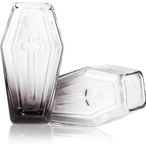 2PCS Coffin Shot Glasses 1.85 OZ Drinking Glass Black Shot Glasses Whiskey Glasses Set of 2 Alcohol Gifts Gothic Home Decor