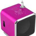 Mini Music Speaker LED MP3 Player Bluetooth Speaker FM Stereo Portable Radio Speaker USB Micro SD TF Compatible for PC Notebook TD-V26 (Pink)