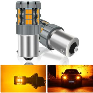 2Pcs 1156 LED Bulb Amber, CANBUS Error Free Anti Hyper Flash 7506 BA15S P21W Turn Signal Light Replacement Bulb Super Bright 30-SMD 25W 4000LM