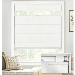 LazBlinds No Drill TDBU Roman Shades, Blackout - White, 23" W x 48" H