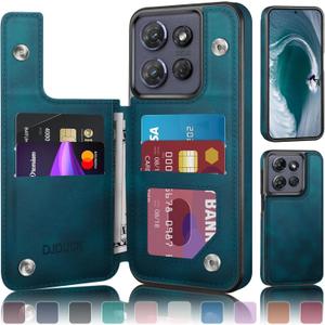 DJDUCK Designed for Moto G Power 2025 Case Wallet with Card Holder, [Magnetic Clasp Cover] [RFID Blocking Leather Protection] Shockproof Women Men Cases for Moto G Power 2025 Teal