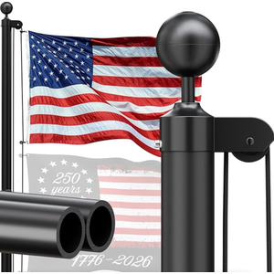 Heavy Duty Flag Pole - 25 FT 12 Gauge Extra Thick Aluminum Flagpole Kit with 5x3 Nylon Embroidered Flag for Outside House In Ground - 110MPH Wind (Black)