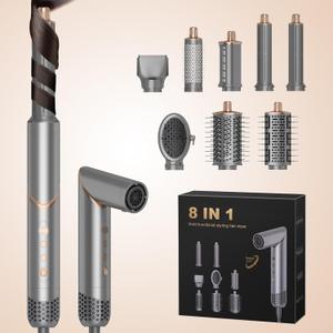 8 in 1 Hair Dryer Air Styler, 110000 RPM High Speed Rotate Air Styler Wrap, Hair Dryer Brush Set for Auto Curling, Fast Drying Styling, Volumizing, Straighten, Smooth, Meets Daily Needs for Women