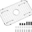Sink Protector Grid 24-1/8" x 12-5/8", Centered Drain with Corner Radius 1-1/2", Sink Protector Stainless Steel Material for Single Bowl