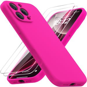 FlyReal Magnetic for iPhone 16 Pro Case, Compatible with MagSafe, (Integrated Silicone Camera Control Button) (Camera Protection) + Screen Protectors, Microfiber Lining Case 6.3", Hot Pink